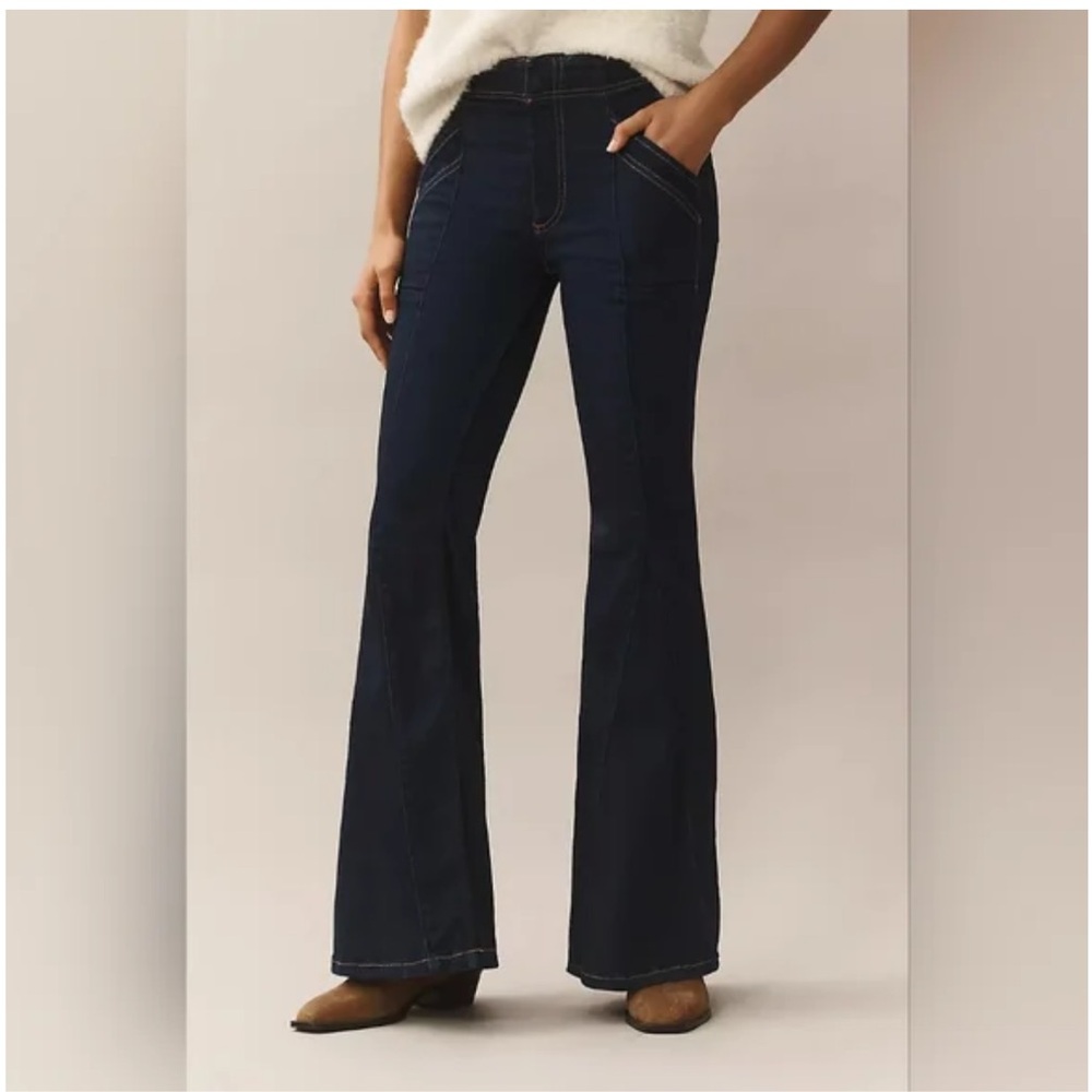NWT Anthropologie Pilcro Puddle Mid Rise Dark Wash Bellbottom Flare Jeans 28 - Picture 10 of 10